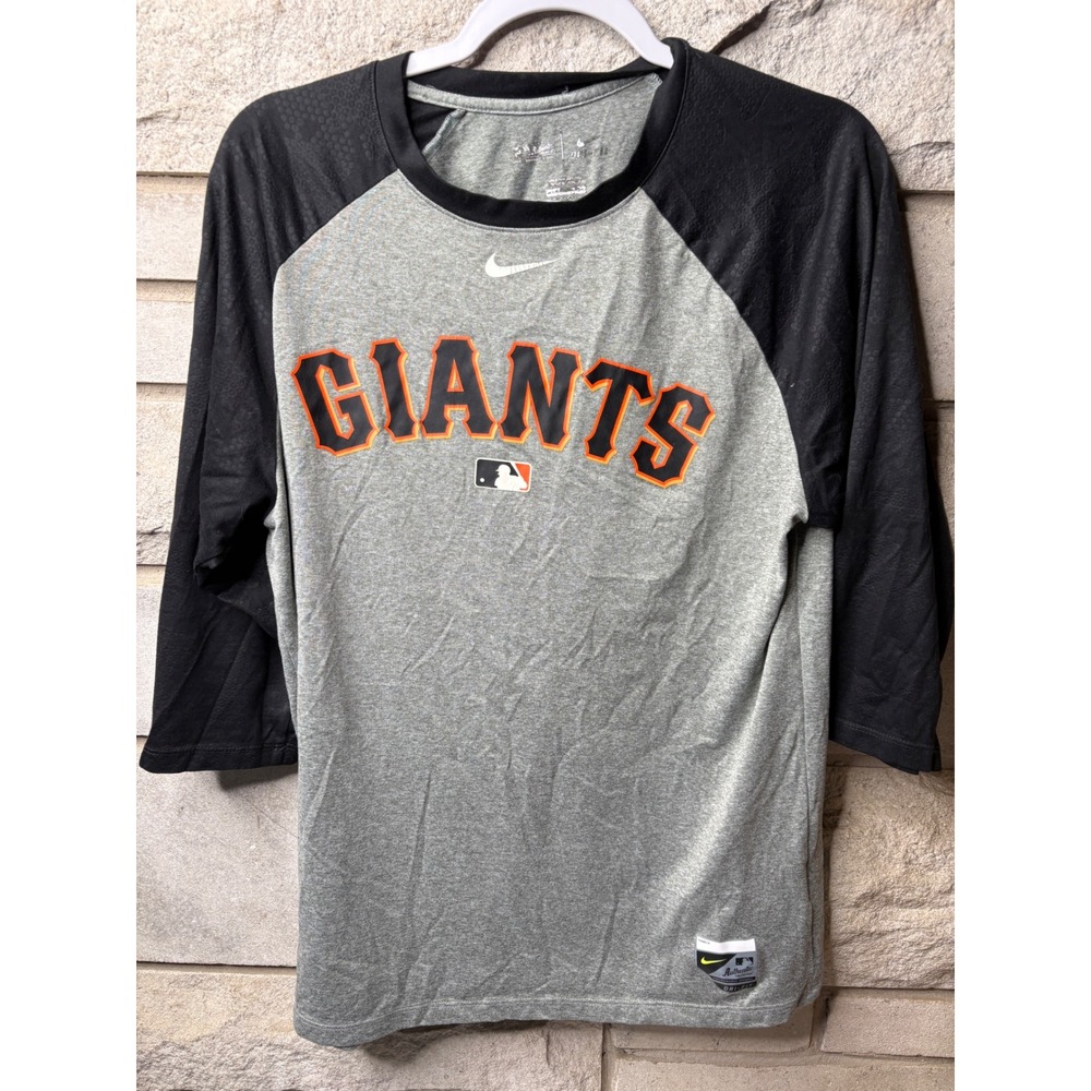 Nike San Francisco Giants MLB Authentic Dri-FIT 3/4 Sleeve Raglan Shirt Mens L